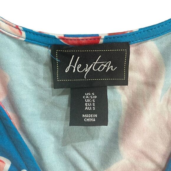 Heyton floral wrap dress small blue orange short sleeve - Picture 2 of 7